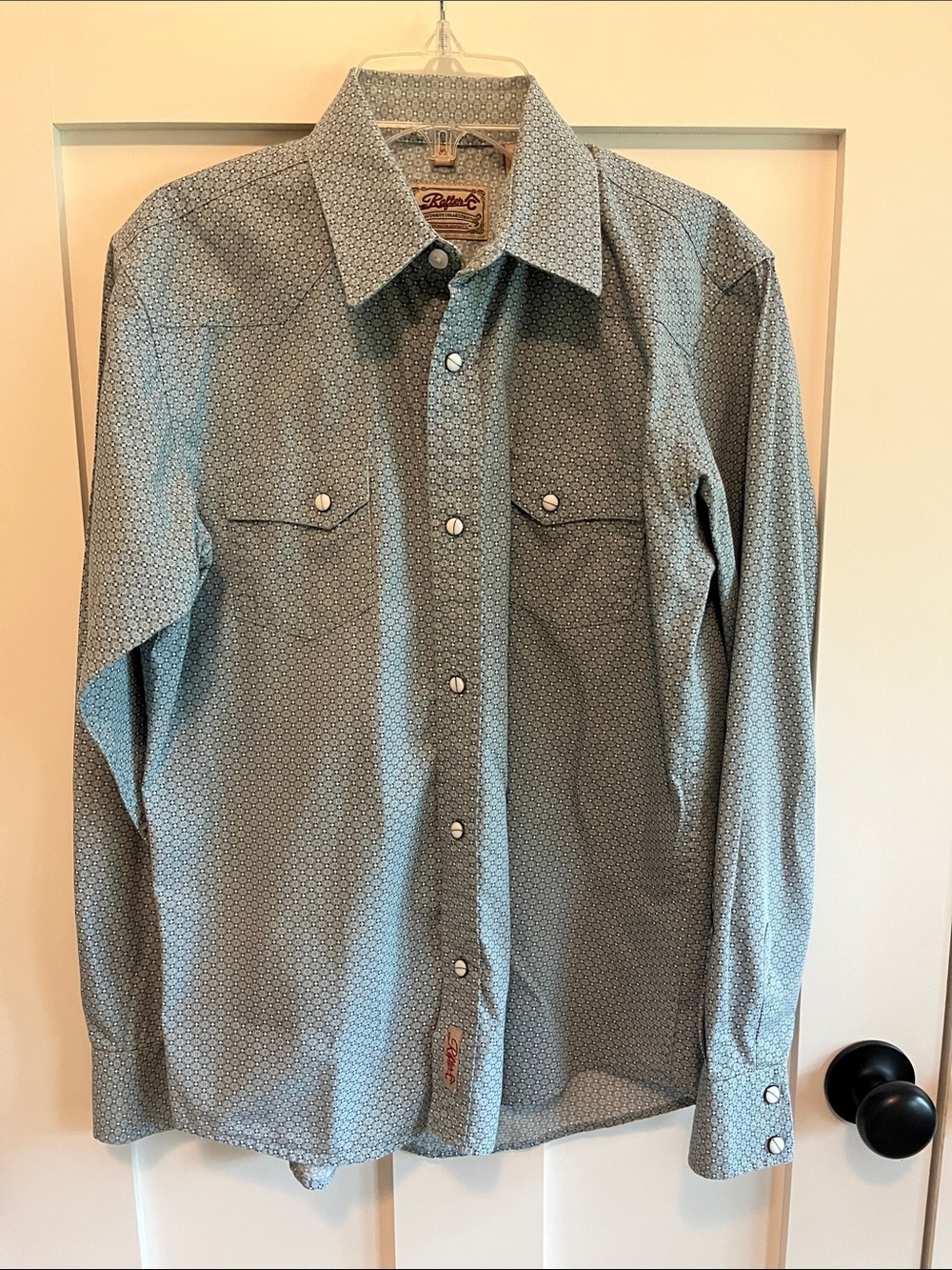 Roper Men's Light Blue Micro-Pattern Western Button-Down Shirt
